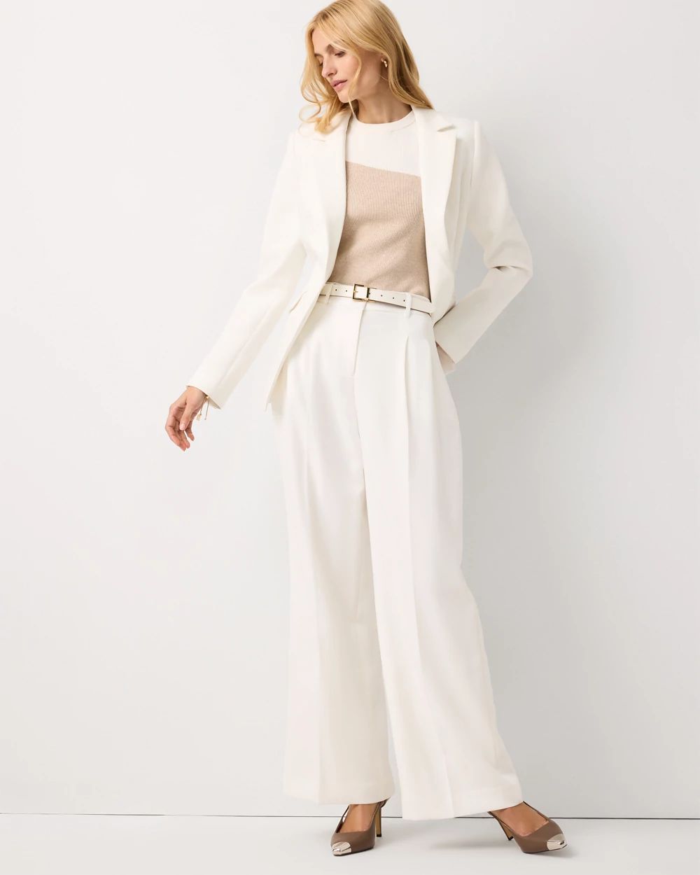 Petite Pleated Wide Leg Pant | White House Black Market